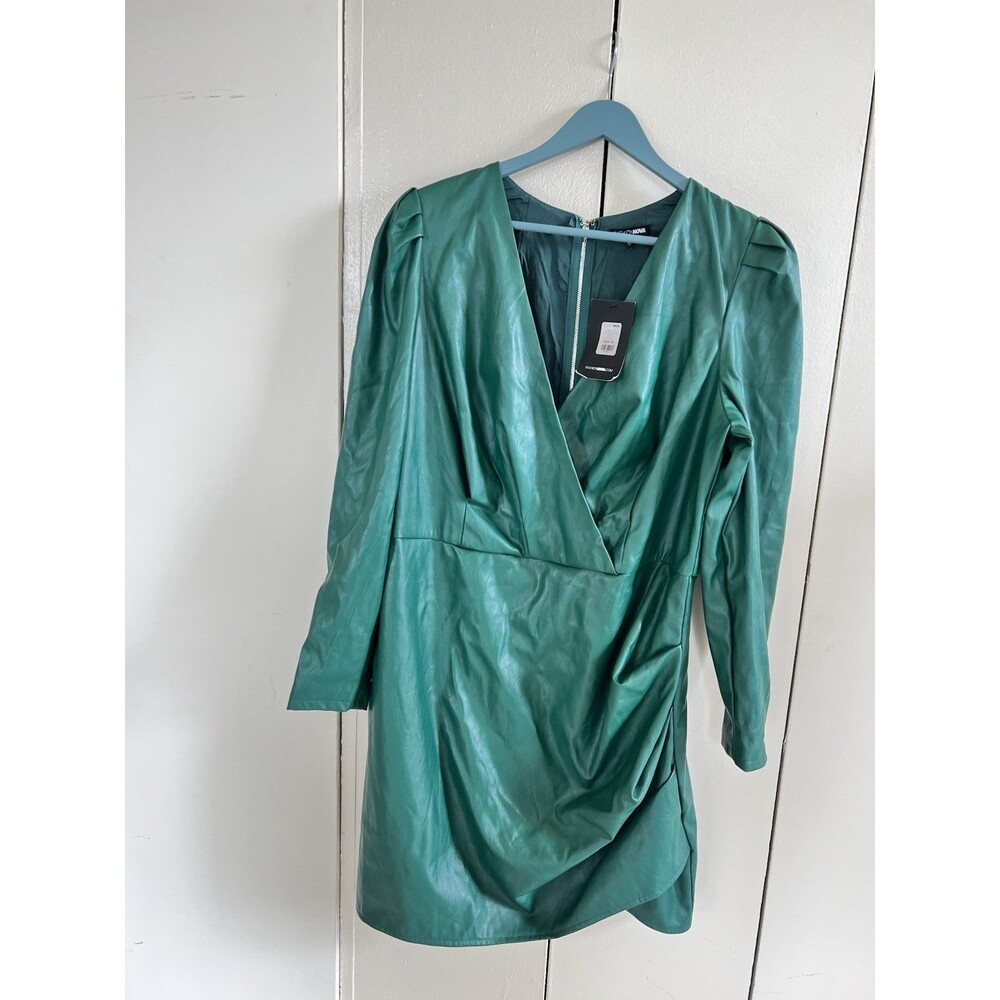 Fashion Nova Women’s Green Faux Leather Bodycon Dress Size 1XL 🔥 NWT!